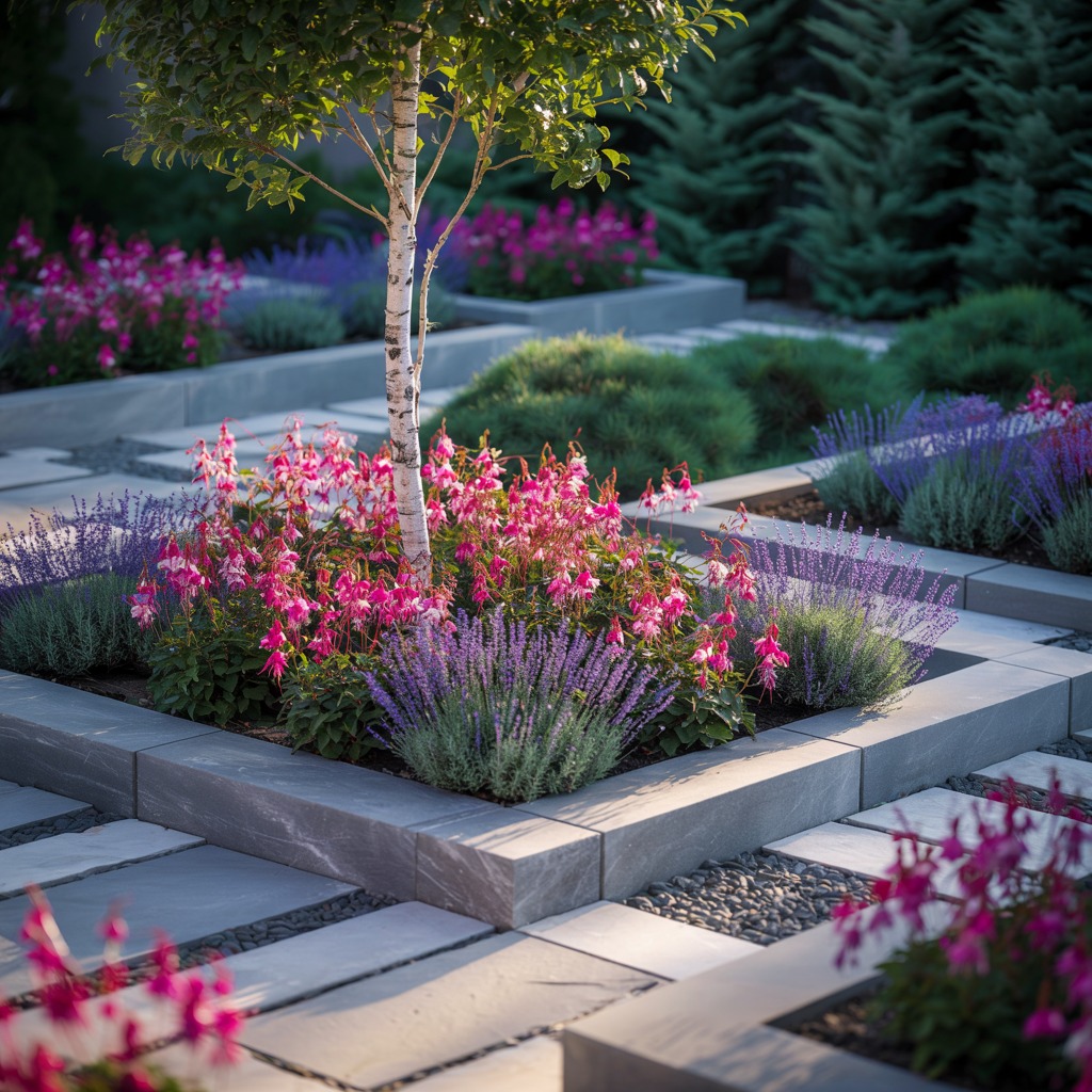 Modern garden design with mixed plantings